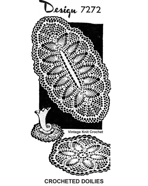 Oval Crochet Doily Pattern, Pineapple Stitch Design 7272