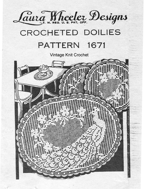 Oval Filet Crochet Peacock Doily Pattern, Mail Order 1671