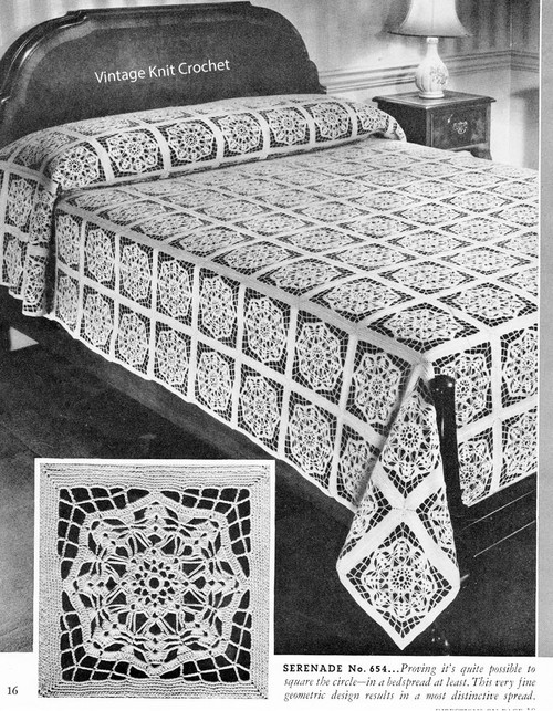 Vintage Crochet Bedspread Pattern, Serenade No 654