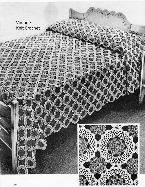 Crochet Flower Medallion Bedspread Pattern No 648