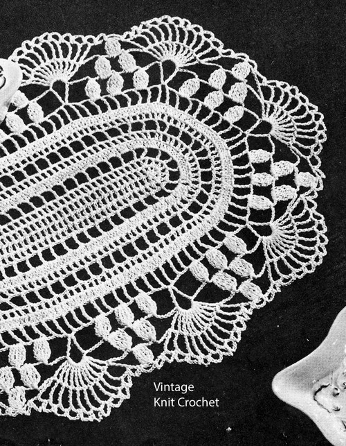 Crochet Oval Doily Pattern, Shell Border