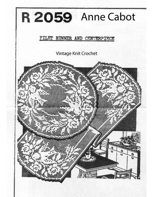 Bluebird Rose Filet Crochet Doilies Pattern, Mail Order R-2059