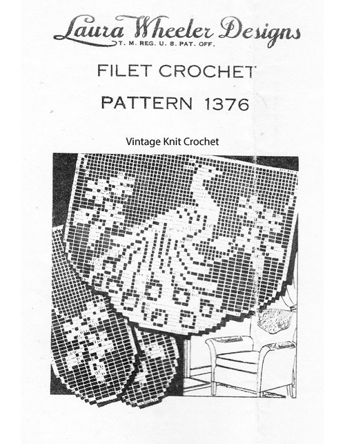 Peacock Filet Crochet Chair Set, Laura Wheeler 1376