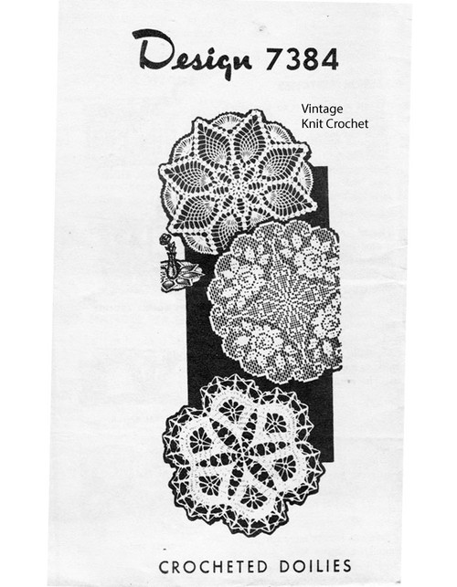 Small Medium Crocheted Doilies Pattern, Mail Order 7384