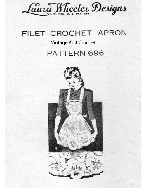 Pansy Filet Crocheted Apron Pattern, Mail Order 696