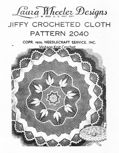 Vintage Round Crochet Tablecloth Pattern, Laura Wheeler 2040