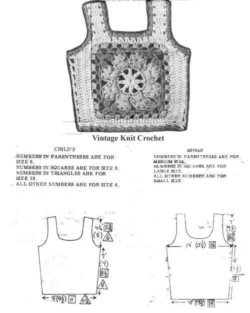 Potholder Vests Pattern Layout Charts for Design 578