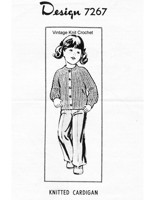 Childs Cardigan Knitting Pattern, Mail Order 7267