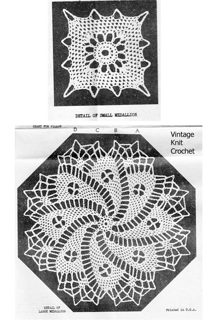 Pinwheel Crochet Medallion Illustration, American Weekly 3612