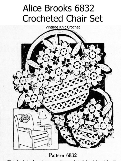 Vintage Crochet Flower Basket Doily Pattern 6832