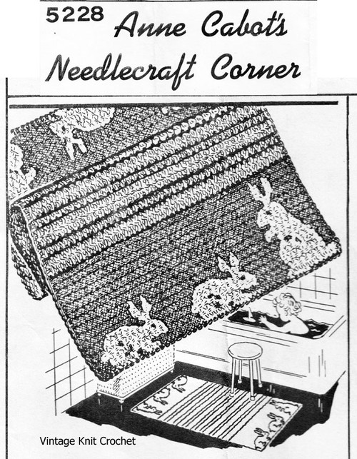 Crochet Bathroom, Nursery Rug Pattern, Bunny, Anne Cabot 5228