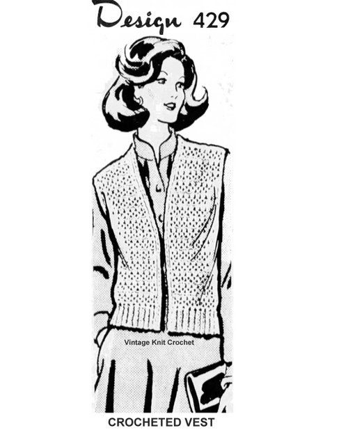 Womans Crochet Vest Pattern, Mail Order Design 429