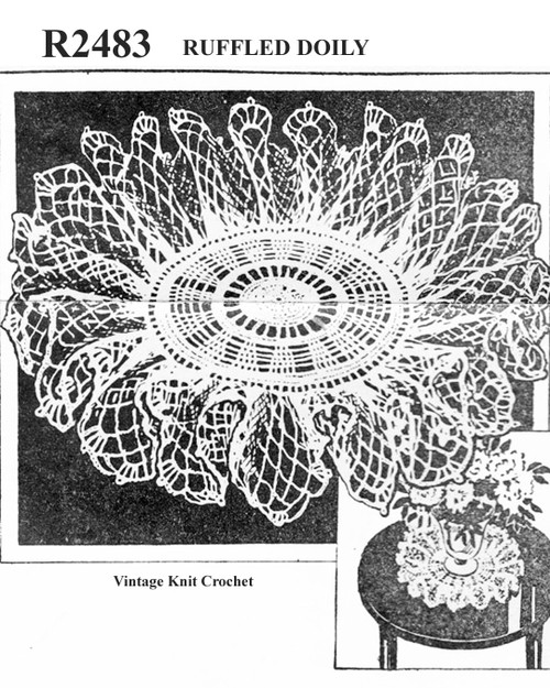 Ruffled Wheel Doily Crochet Pattern No R2483