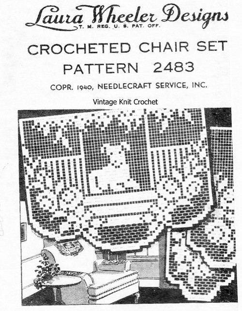 Filet Crochet Waiting Puppy Chair Doily Pattern, Laura Wheeler 2483