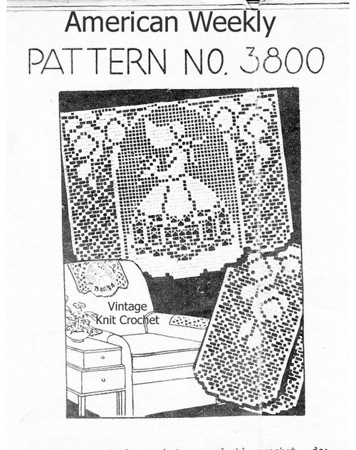 Colonial Girl Filet Crochet Pattern, American Weekly 3800