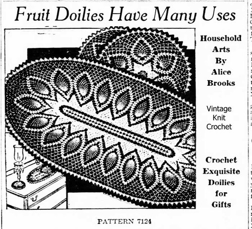 Crochet Oval Pineapple Doily or Scarf Pattern, Alice Brooks 7124