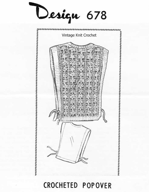 Crochet tabard pattern with tie sides, Design 678