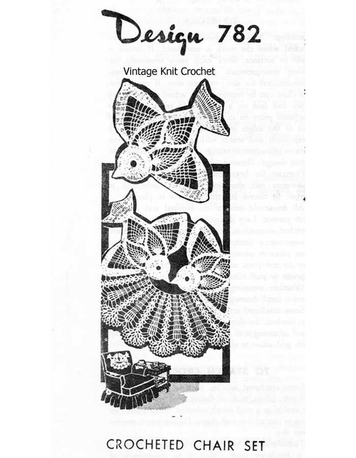 Vintage Bluebird Crochet Chair Doily Pattern Design 782