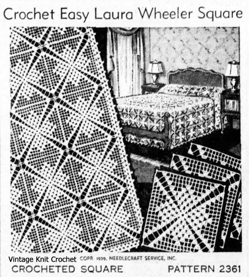 Vintage Crochet Colonial Squares Pattern, Laura Wheeler 2361