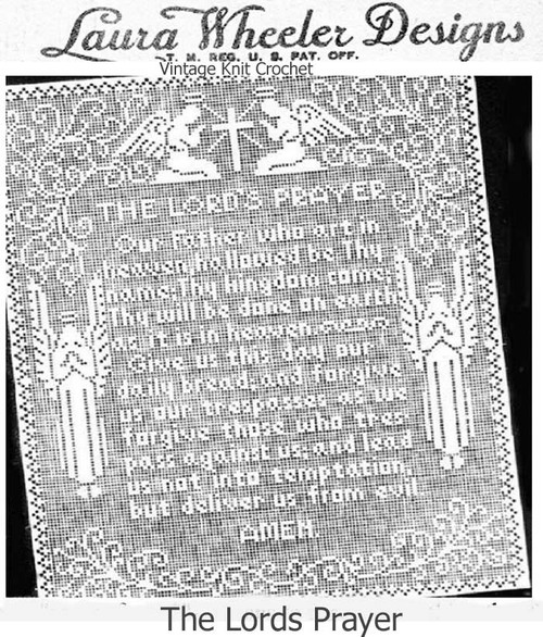 The Lords Prayer Filet Crochet Panel Pattern, Laura Wheeler 879