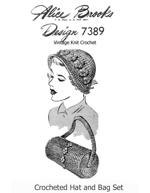 Vintage Cloche Hat, Tube Handbag Crochet Pattern, Design 7389