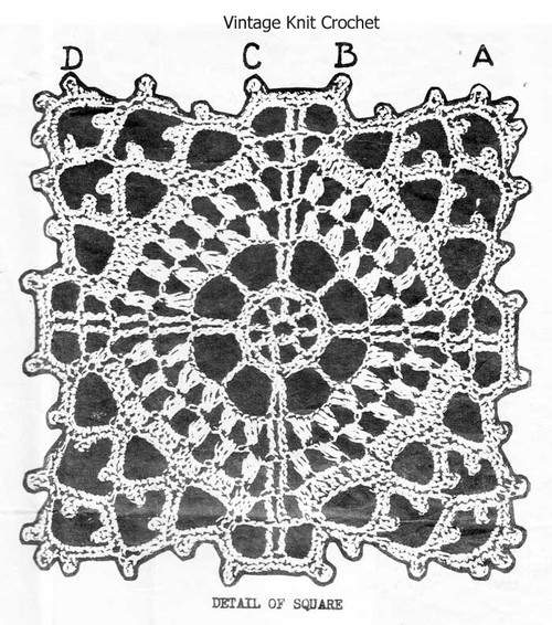 Crocheted Lace Tablecloth Medallion Illustration, Design 1790