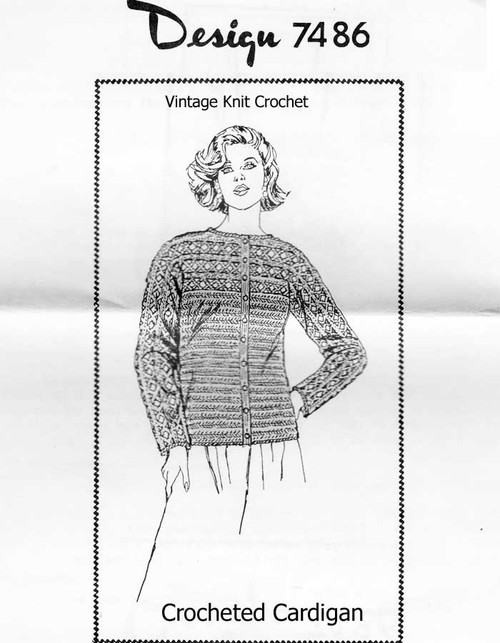 Crochet Knot Stitch Cardigan Pattern, Design 7486