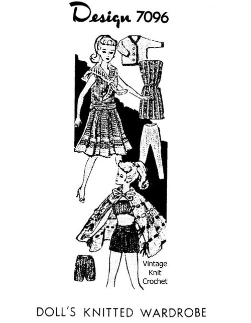 Barbie Doll Clothes Knitting Pattern Design 7096