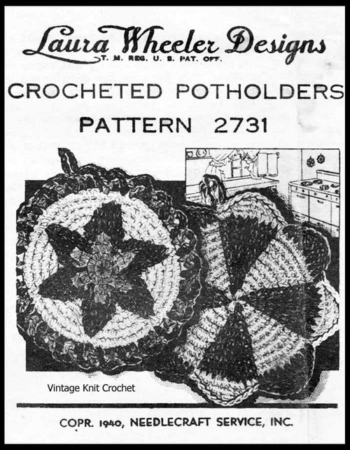 Pinwheel Crochet Potholder Pattern, Laura Wheeler 2731