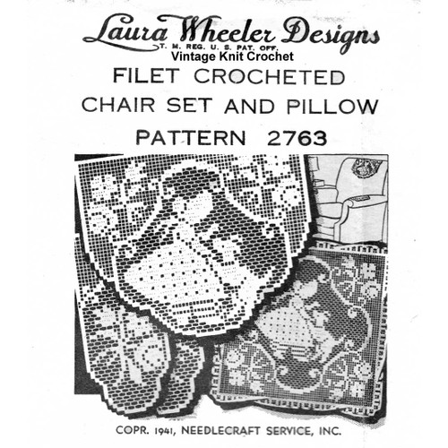 Filet Crochet Pillow Pattern Design 2763, Old Fashioned Girl