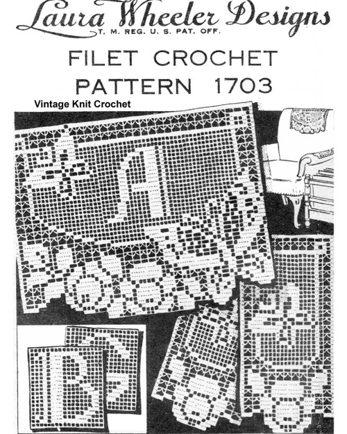 Filet Crochet Monogram chair doily pattern Design 1703