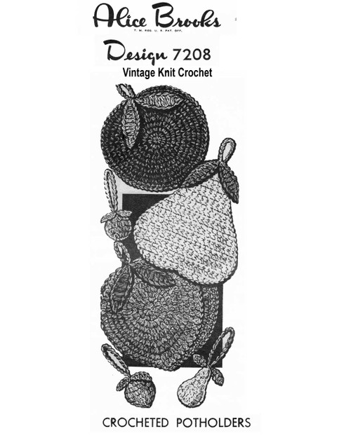 Crochet Apple Pear Potholders Pattern Design 7208