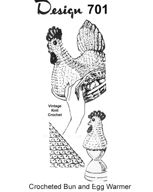 Crochet Rooster Pattern, Vintage Design 701