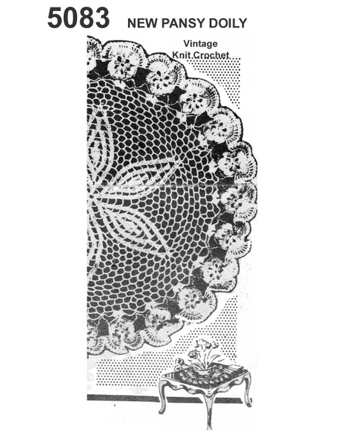 Pansy Bordered Crochet Doily pattern No 5083