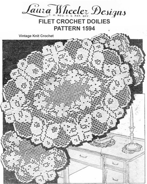 Vintage Filet Butterfly Doilies Pattern Laura Wheeler Design 1594