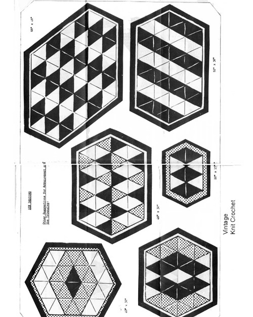 Six geometric crochet designs for rug pattern no 451