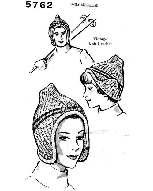 Knitted Ski Cap Pattern No 5762