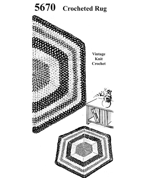 Crochet Hexagon Rug Pattern in Puff Stitch No 5670