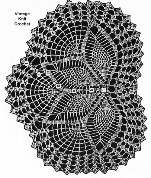 Vintage Pineapple Chair Doily Pattern Illustration, Mail Order Design 7373