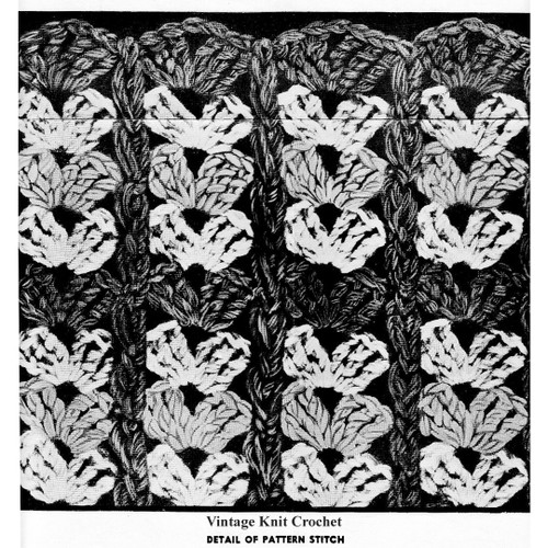 Crochet shell medallions in puff stitch pattern illustration Design 7329-+