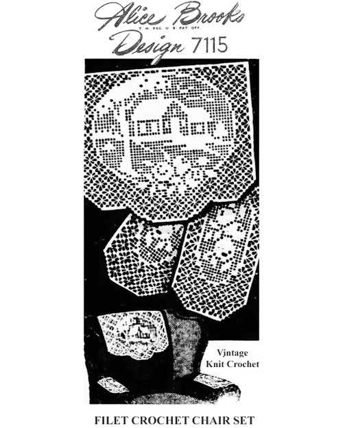 Filet Home Chair Doily Pattern Set Alice Brooks Design 7115