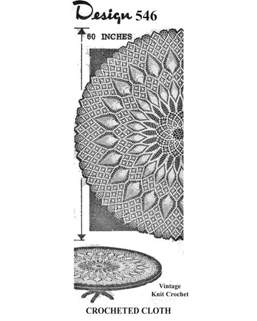 Round Crochet Pineapple Tablecloth pattern Design 546