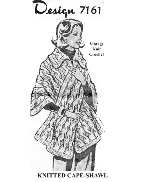 Knitted Cable Cape Shawl Pattern Design 7161