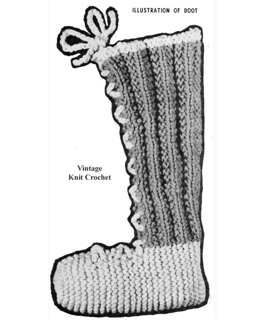 Knitted Knee Boot Pattern Illustration, Design 737