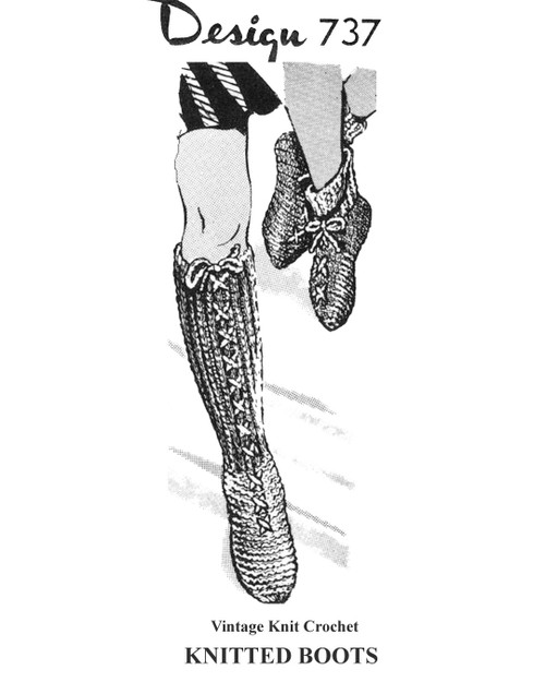 Knitted High Low Boots Pattern, Mail Order Design 737