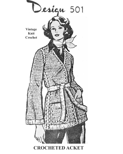 Crochet Thigh Length Jacket pattern Laura Wheeler Design 501