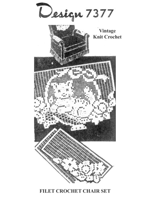 Kitten Filet Crochet Pattern, Mail Order Design 7377