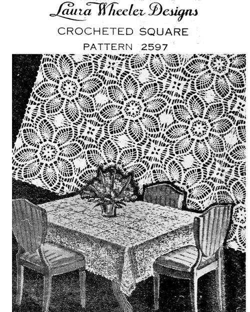 Vintage Pineapple Crochet Square Pattern, Flower Motif Design 2597