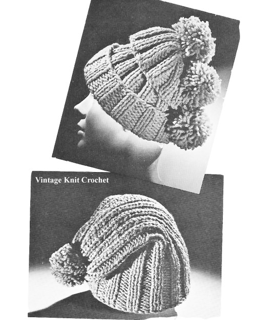 Beginner Easy Knitted Stocking Cap Pattern with pompoms