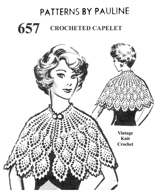 Parade Pattern No 657, Crochet Capelet in Pineapple Stitch